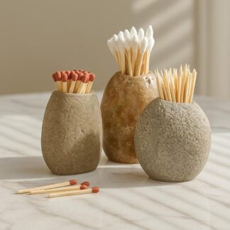 Mini River Stone Cup for Cotton Swabs and Toothpicks