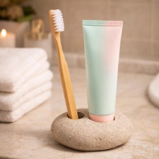 Stone Holder for 1 Toothbrush and 1 Toothpaste Tube