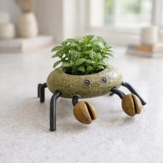 Crab-Shaped Natural Stone Mini Planter