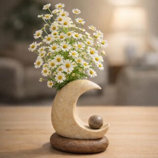 Natural River Stone Vase, 14–17 cm